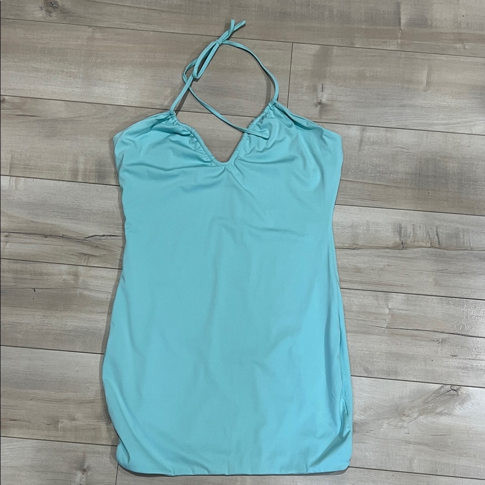 Cotton On Aqua Bodycon Halter Mini Dress